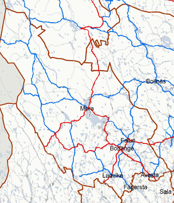 Figur 2 Det funktionellt prioriterade vägnätet i Dalarnas län Identifiera sträckor för justerad hastighetsgräns, Planeringssteg 2 Inriktning Inriktningen för anpassning av hastighetsgränser till