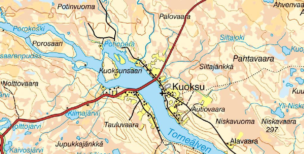 Guoksu (Kuoksu) Kommun Kiruna Beskrivning Motiv för urval Skydd Tillgänglighet Guoksu (Kuoksu) är en jordbruksby från 1600- talet som idag består av en blandad bebyggelse som domineras av gårdar från
