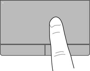 Navigera Flytta pekaren genom att dra ett finger i önskad riktning över styrplattan. Välja Styrplattans vänster och höger knapp används på samma sätt som motsvarande knappar på en extern mus.