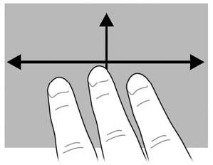 Rotera åt andra hållet genom att dra höger pekfinger från "klockan tre" till "klockan tolv". OBS! OBS! Rotationen måste göras inom styrplattezonen. Rotation inaktiveras på fabriken.