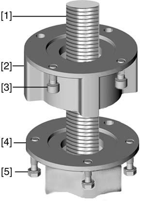 SA 07.2 SA 16.2/SAR 07.2 SAR 16.2 Montage 4.3.2.2. Montera flervarvsdon (med koppling A) på ventil Bild 8: Montage med koppling A [1] Ventilspindel [2] Koppling A [3] Skruvar till ställdon [4] Ventilfläns [5] Skruvar till koppling 1.