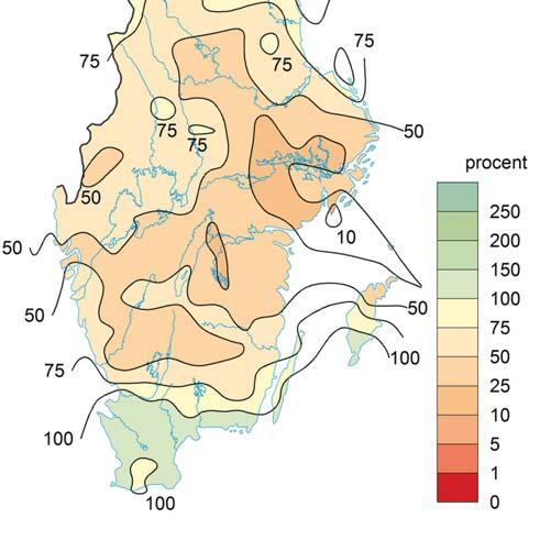 Medeltemperaturen var normal för månaden.