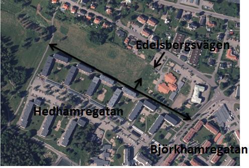 8 (14) Utfart, parkering, trafik Skolområdet kommer att angöras från Edelsbergsvägen över nuvarande parkeringsyta, se figur nedan.