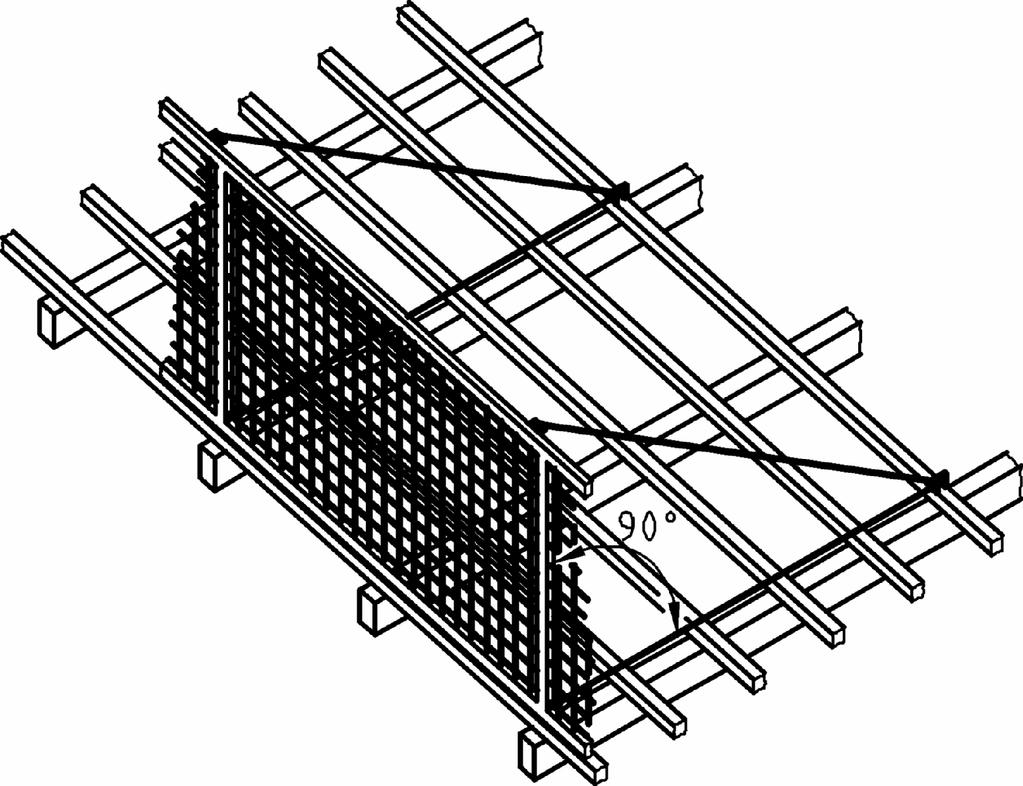 Figur 2 Exempel på skyddsräckessystem med ett nät som mellanliggande skydd på ett lutande tak Förklaring H f α Fallhöjd Ytans lutningsvinkel 1 Skyddsräckessystem Figur 3 Fallhöjd på en lutande yta 4