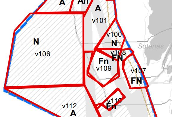 Teman och planbeteckningar inom temat Energi E E UTR Försvar F f Natur N n Attraktiva livsmiljöer Kustvärden (brun linje) Kommunikation