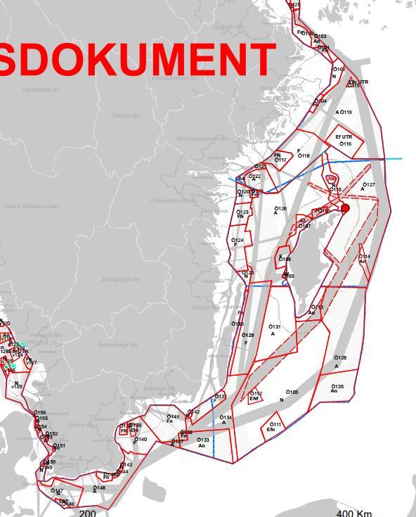 Östersjön Utredningsområde sjöfart (norr och söder om gotland) Ef