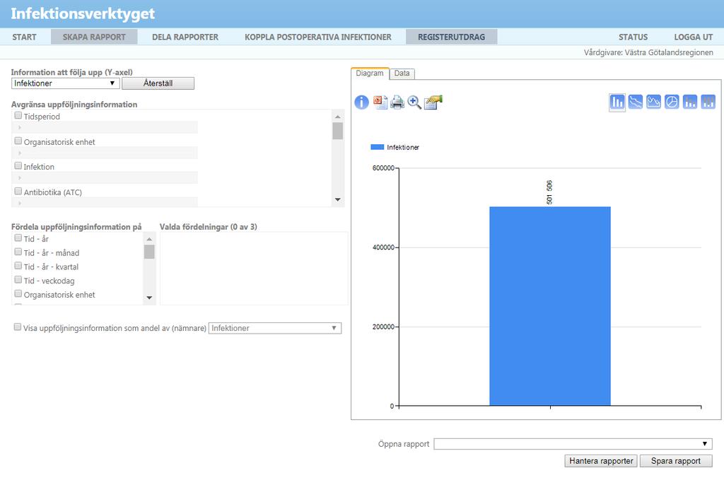 Utdata rapportgenerator nås via: