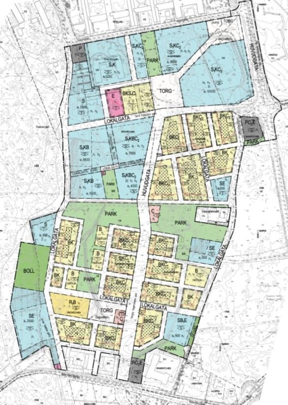 Figur 2. Plankarta för Rosendalsfältet. Källa: Uppsala kommun 2014. Behovet av en ny detaljplan grundade sig på den ökade efterfrågan på bostäder.