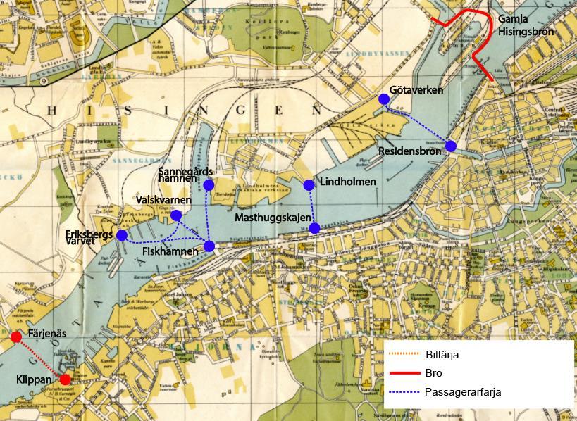 Existerande älvförbindelser under 1930-talet (Sällskapet ångbåten 2016). 1960- och 1970-talet Under denna tidsperiod ökade antalet fasta älvförbindelser från tre till fem stycken.