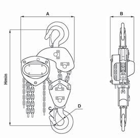 Lyftredskap Snabblyftblock 3-dubbel kullagerkonstruktion med helt inkapslat dubbelt system. Utförande som kräver mindre fri höjd. Standard lyfthöjd 3 m och 6 m.