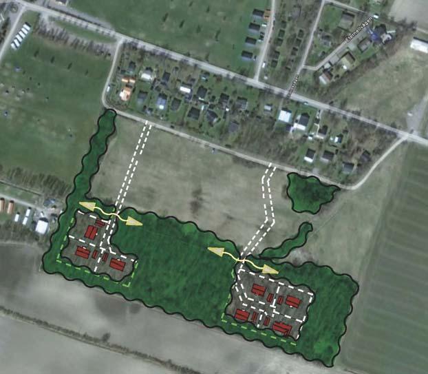 6:14 6:1 Delområde del av 6:1 5:1 På södra delområdet, del av Eriksöre 6:1 planeras 3 + 4 st tomter i västra och östra delen av skogen.