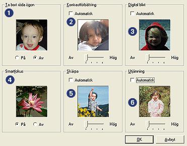 skriva ut digitala fotografier Skrivaren har flera funktioner för att förbättra kvaliteten på digitala fotografier.