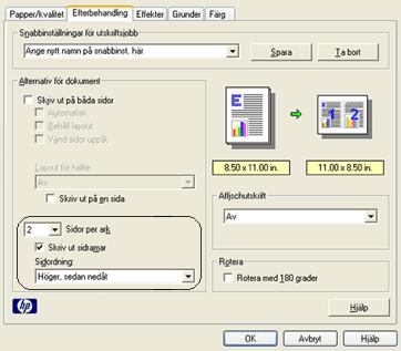 skriva ut flera sidor på ett ark papper Du kan skriva ut flera sidor av ett dokument på ett och samma pappersark. Texten och bilderna i dokumentet anpassas automatiskt så att de får plats på papperet.