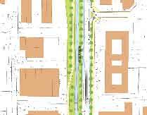 Mellan Sisjövägen och kommungränsen är gatuområdet relativt brett, ca 55 meter, då det rymmer inte enbart gatan utan också ett grönområde med Stora