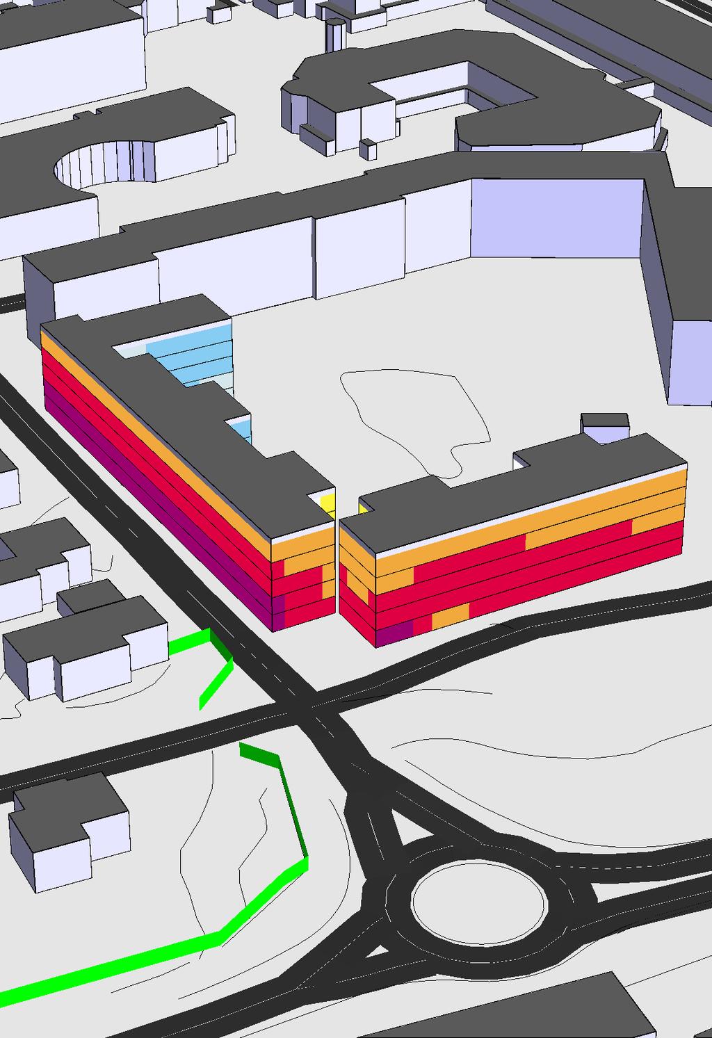 Bilaga 7 Beräkning prognosår 2030 Vallentuna kommun Gärdesvägen Beräkning nr:4 Filnamn:Bilaga 7 Lmax 2030 fasad SV Maximal ljudnivå vid fasad