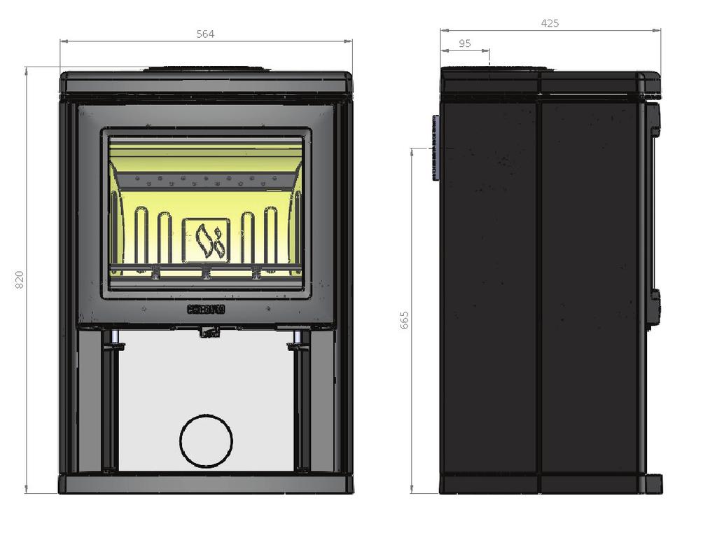 TEKNISK SPECIFIKATION K700 DIMENSIONER OCH PRESTANDA Höjd 820 mm Bredd 564 mm Djup 425 mm Vikt 170 Kg Höjd centrum bakanslutning