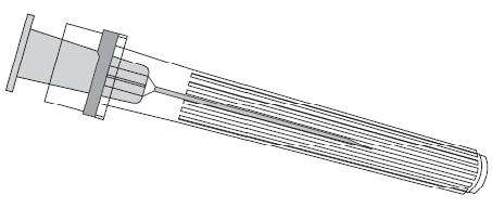 Instruktion för administrering av vaccinet i förfylld spruta För att fästa nålen på sprutan, se nedanstående illustration. Nålskydd Nål Spruta Kolvstång Sprutcylinder Skyddslock 1.