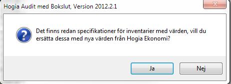 Behöver något värde ändras för någon inventarie gör du din justering i Hogia Ekonomi Anläggningsredovisning och går därefter över en ytterligare gång till Hogia Bokslut, du får då med