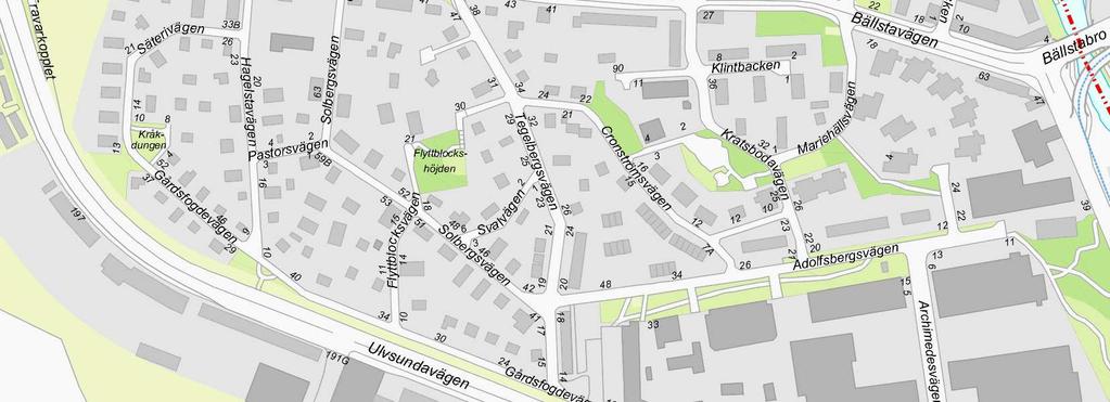 Kvarteret Enigheten m m, 190 lägenheter Aktuella planområdet Församlingshuset 5 Fastigheten Alphyddan 11, 80-90 lägenheter Fastigheten Mariehäll 1:10 m m, 102 lägenheter.