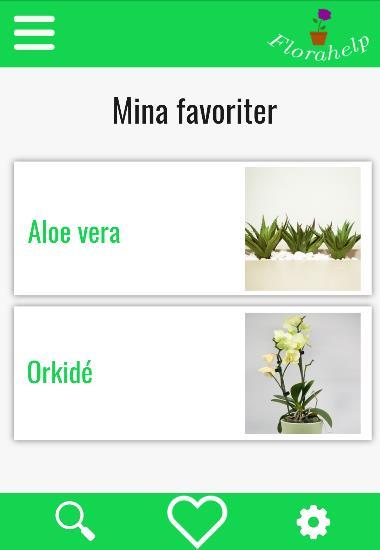 Skärmbilderna 6 Aloe vera, 7 Orkidé, 8 Rosenkalla och 9 Ros i kruka Skärmbilderna 6,7,8 och 9 som visar information om de olika krukväxterna (se figur 6) har alla samma struktur, det som skiljer är