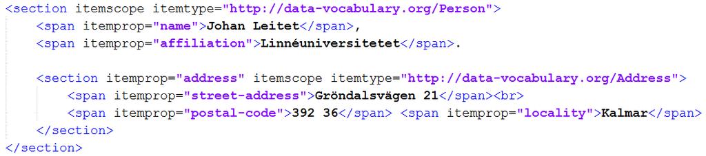 Microdata Utökning av HTML5 specifikationen.