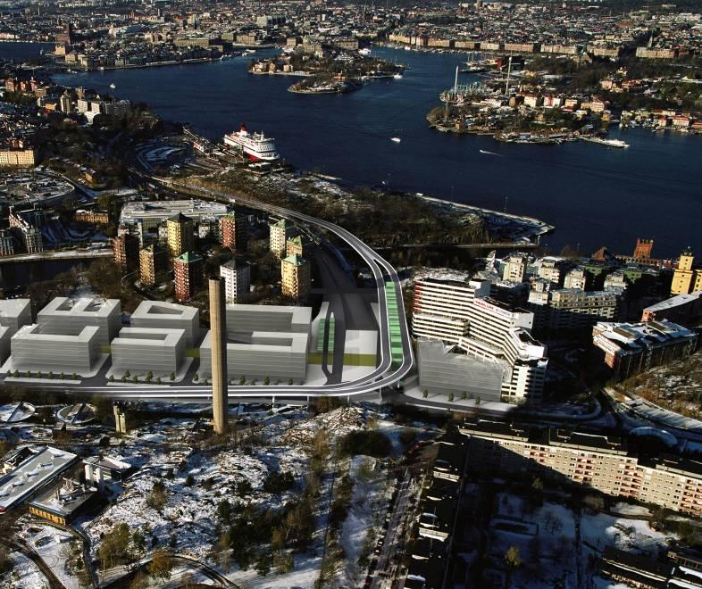 9 (12) Exempel på utformning av station vid Danviks Torg, tre alternativa lägen har studerats. Alternativ norr bedöms mest fördelaktigt.