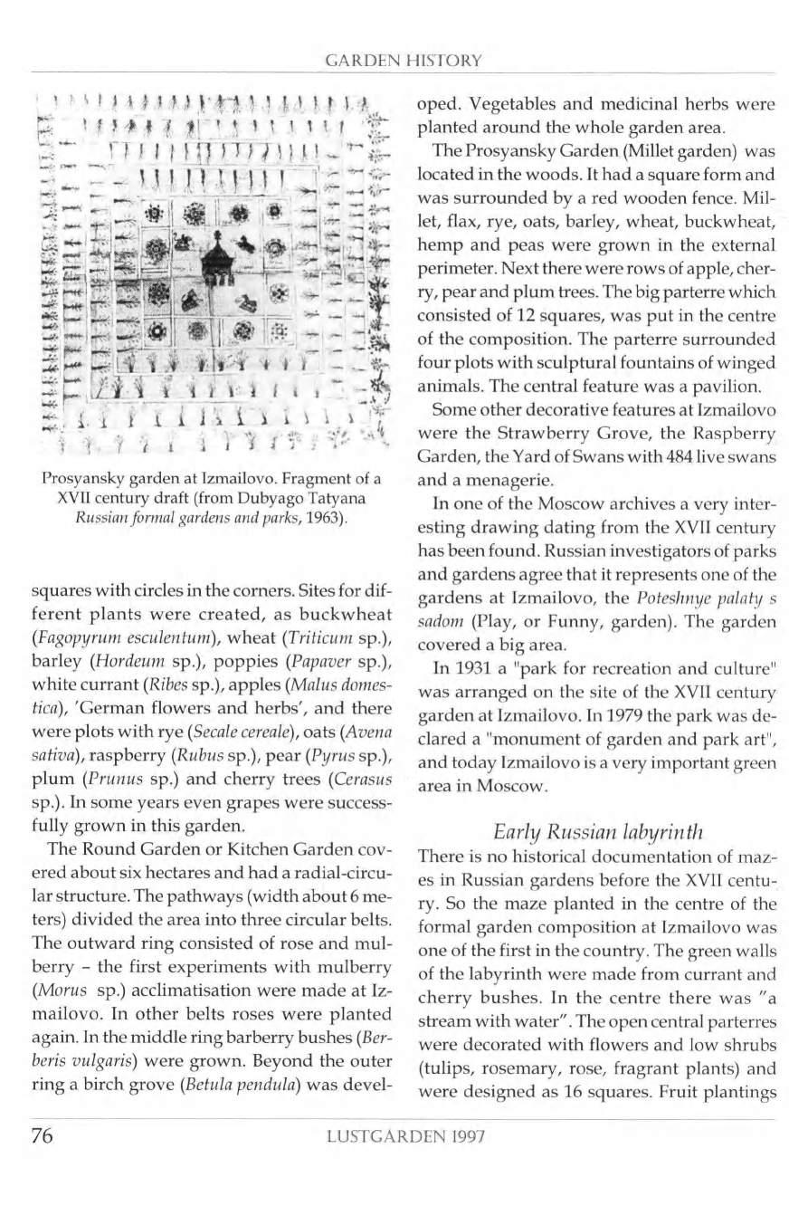 1 '- ui!j y ) vtt M lut u H!ÿ. 1' M M M I I r..~ ru i \ K] nuu n~ *.** w- 3 GARDEN HISTORY! 1 piv/lv.v.v- - :4. i f Í l 1 ï l i I i i 1 i t.? ï :î * nr /-fi.'ÿ' Prosyansky garden at Izmailovo.