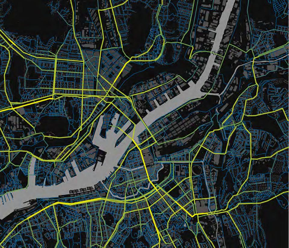 BIDRAR PLANERNA TILL ATT HELA STADEN? Med färjeförbindelserna infogade i analysen av cykelnätets genhet visar det sig att dessa kan utgöra en viktig länk i cykelstaden.