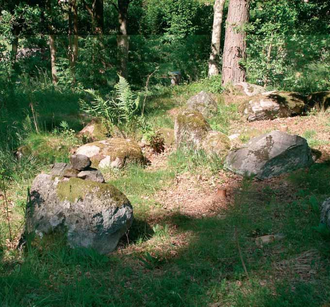 I schakt nr 128 i områdets södra del fanns en mörkfärgning i en stenkrets (A132). Ett bränt ben påträffades i mörkfärgningen.