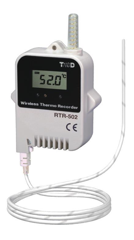 Lagrar 16000 mätvärden. IP67. Batterilivslängd ca 1 år. RTR-502 trådlös temperaturlogger med yttre sensor.
