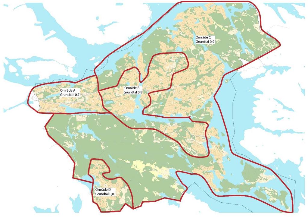 2 (5) Grundintervall Modellen utgår från ett grundtal som baseras på områdenas karaktär, läge i kommunen, närhet till kollektivtrafik samt