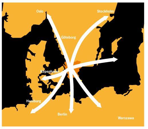 Skånes kopplingar till omvärlden Hälften av allt godsvärde som kommer till Sverige passerar Skåne. 2 av de 5 svenska hamnarna i EU:s prioriterade nät ligger i Skåne.