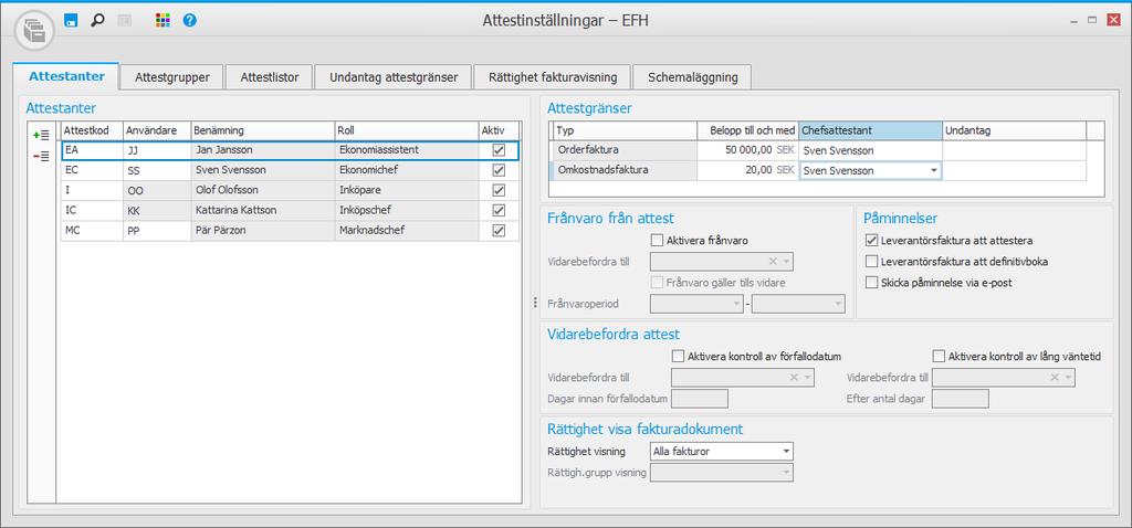 Fliken Attestgrupper Skapa attestgrupper om det behövs.