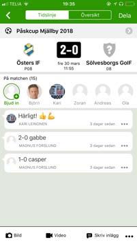 Kul kring matcherna: Sportswik App (smartphone, platta) Rapporter från matcher. Text, bild, film. Alla kan skriva. Enkelt. Kul för de som inte kan vara där. Helst att föräldrar är med och skriver.