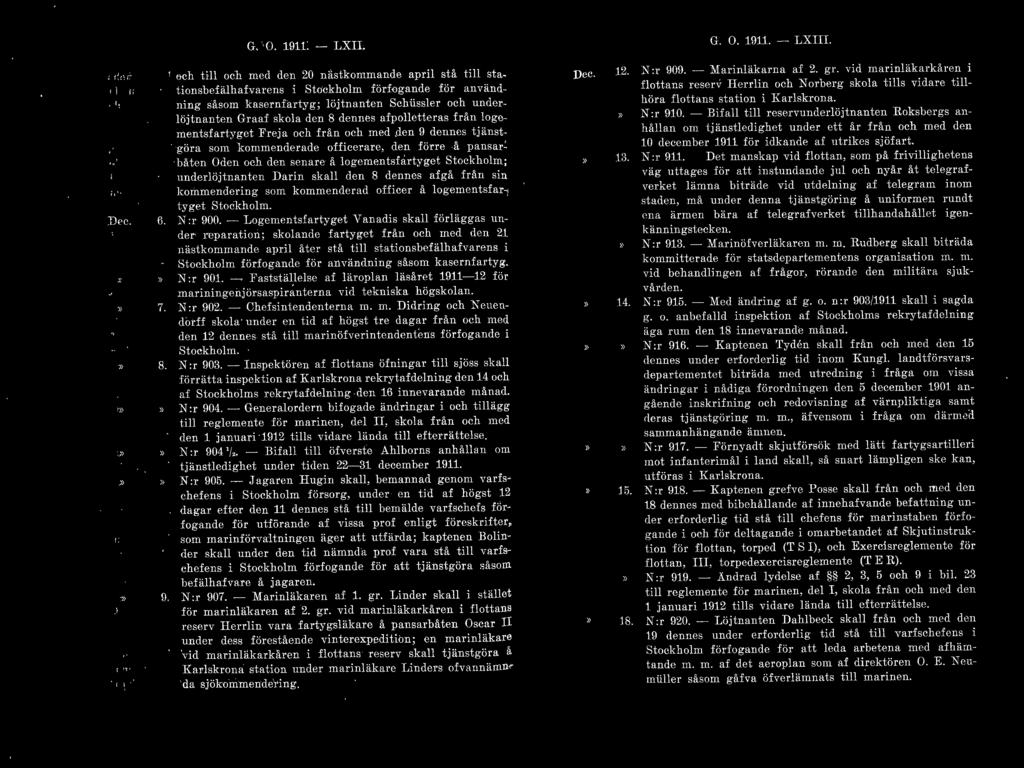 l l l. G. O. 1911. - LXII. G. O. 19ll. - LXIII. D<'C.