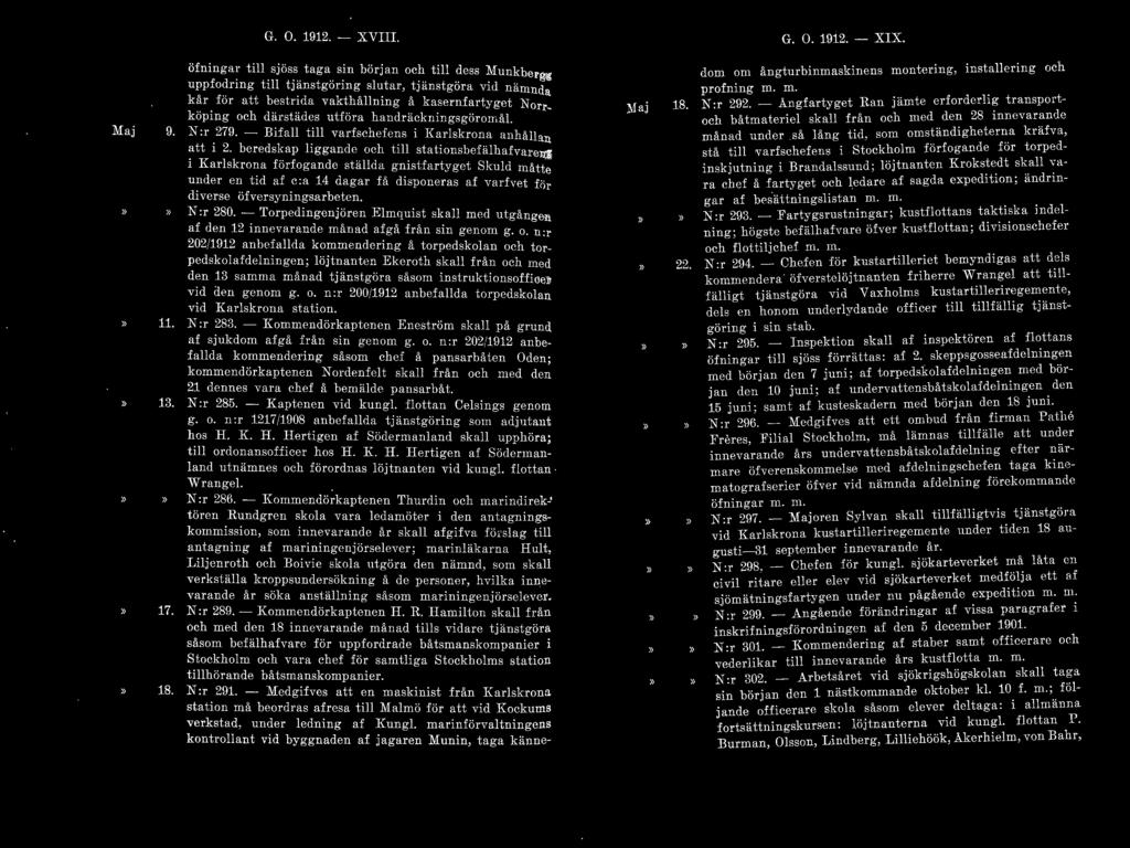 G. O. 1912. - XVIII. G. O. 1912. -XIX.