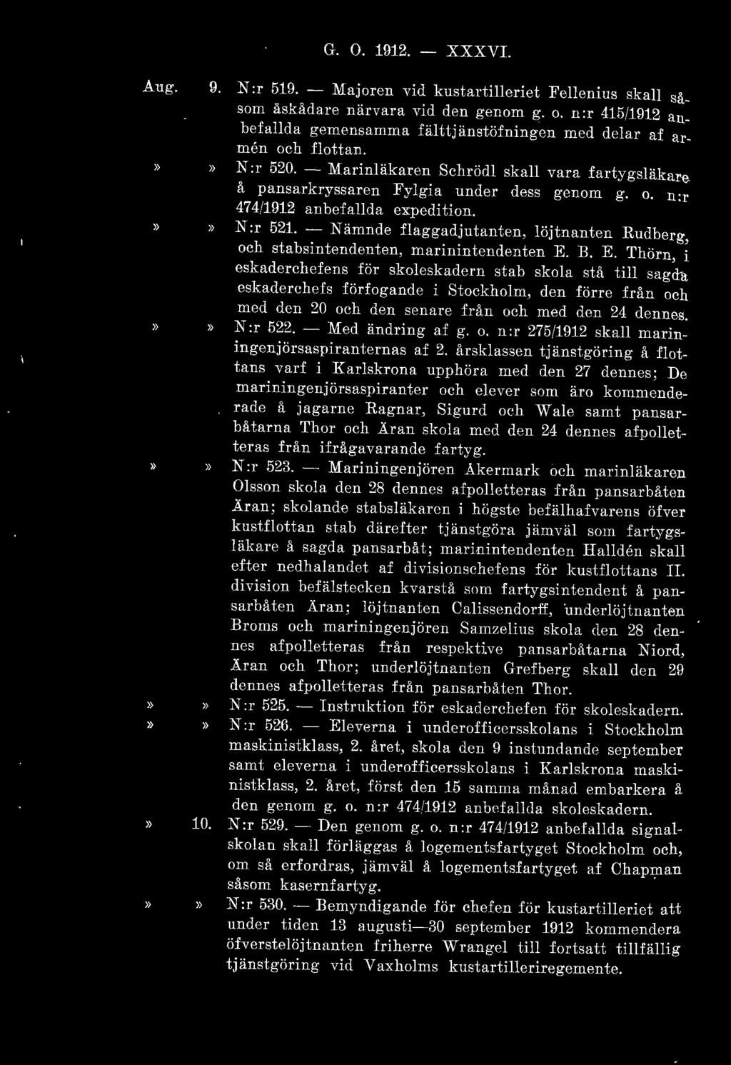 »» N :r 521. -Nämnde flaggadjutanten, löjtnanten Rudberg, och stabsintendentcn, marinintendenten E.