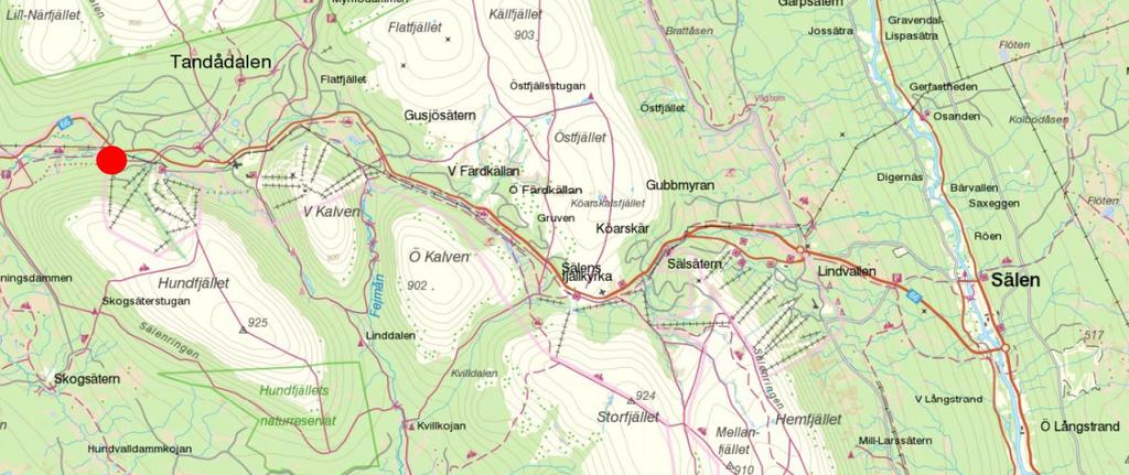 2 Områdesbeskrivning I detta kapitel ges en översiktlig beskrivning av planområdet med omgivning. 2.1 Omgivning I Figur 2 visas planområdets ungefärliga placering i Tandådalen i Malung-Sälens kommun.