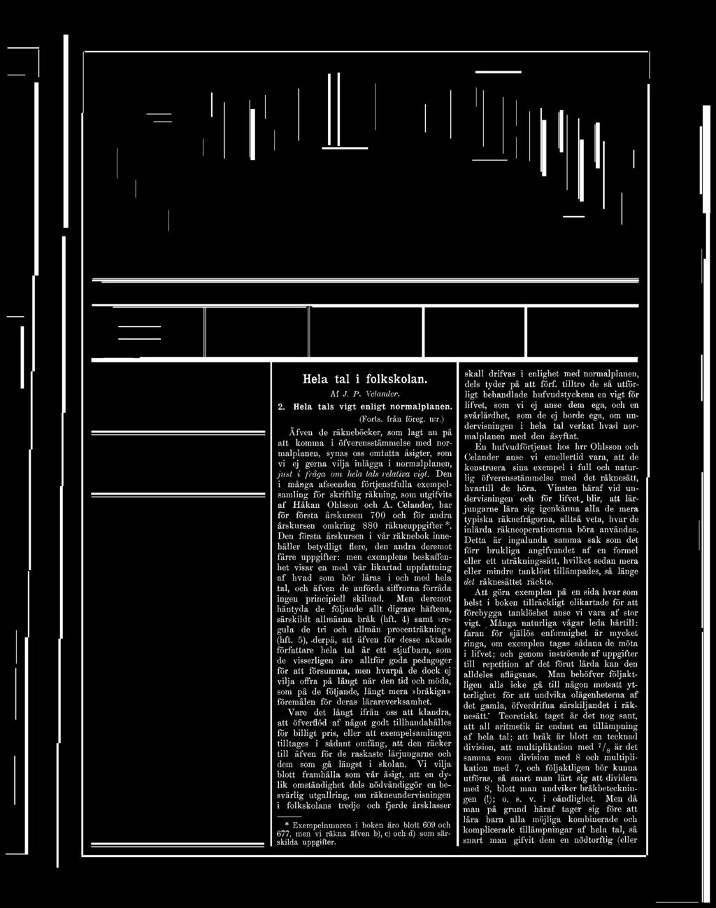 Hela tal i folkskolan. Af /. P. Veländer. 2. Hela tals vigt enligt normalplanen. (Forts, från föreg. n:r.