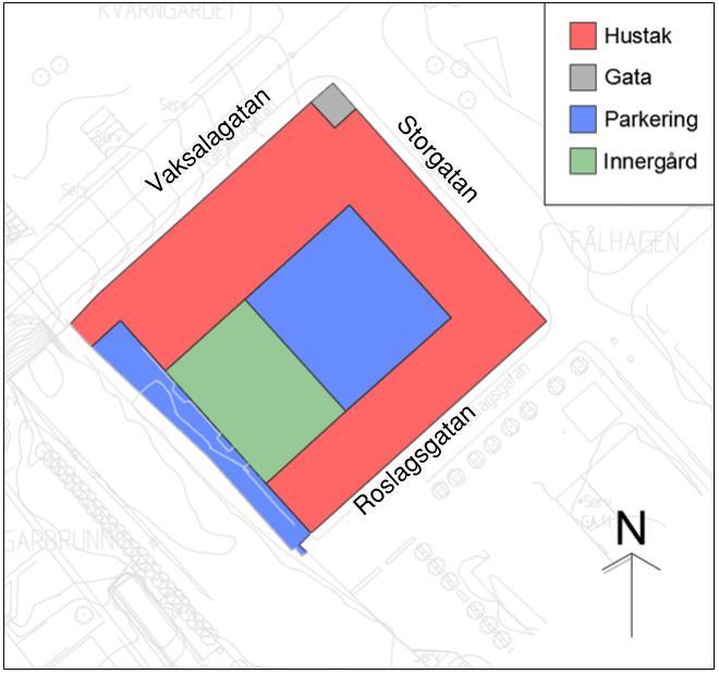 Sida 6 (22) 3 Området och dess förutsättningar Det aktuella planområdet är 0,6 ha stort och är idag ett högexploaterat flerbostadshusområde med hårdgjord innergård (parkering), se Figur 2.