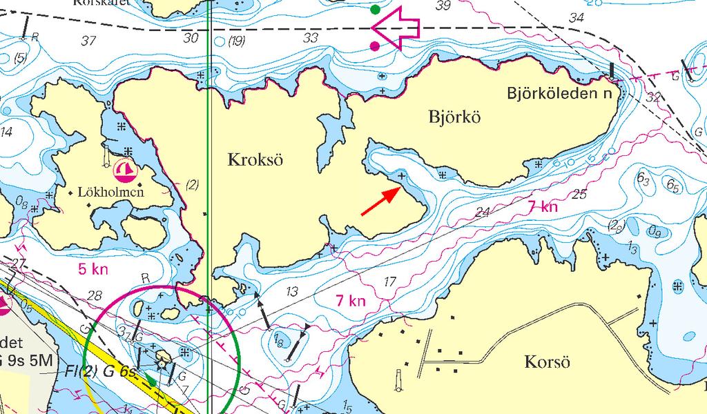 Nr 267 6 * 5777 Sjökort/Chart: 6144 Sverige. Norra Östersjön. Stockholms skärgård. NO om Sandhamn. Kroksö- Björkö. Djup ändras.