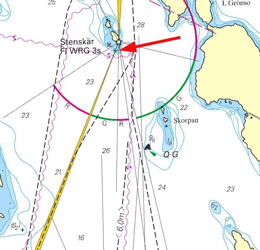 7 Nr 267 * 5752 Sjökort/Chart: 6172 Sverige. Norra Östersjön. SO om Mörkö. S om Stenskärs fyr. Undervattenssten.