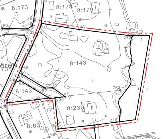 Området omfattar ca 1,6 ha. Bild 1. Områdets regionala läge anvisat med röd ring Lantmäteriverket. Bild 2. Områdets riktgivande utsträckning. 3.