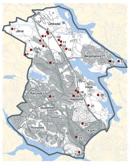 Kommunens fornminnen Fornminnen 1. Stensättning 2. Gravfält 3. Hög 4. Gravfält 5. Gravfält 6. Sammanförda lämningar 7. Gravfält 8. Hällristning 9. Vägmärke 10. Gravfält 11.