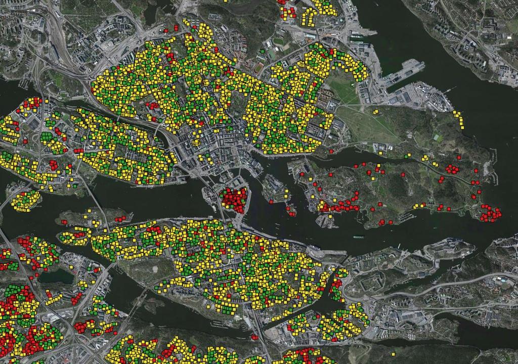 Centrala Stockholm Grön = åtm. två fibernät i byggn.