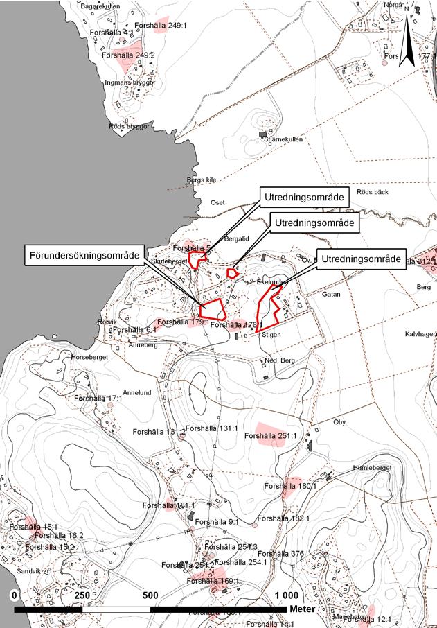 Gravar och boplatser på Forshälla-Berg 7 Figur 3.