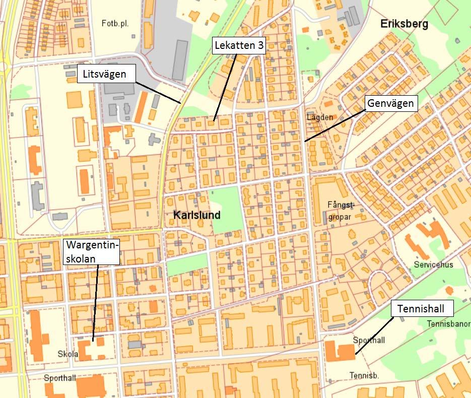 5 Granskningshandling Planområdet omfattar fastigheten Lekatten 3 som är ca 1100 m 2 stort. Fastigheten är privatägd.