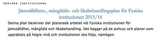 Jämställdhet och lika villkor Ny plan vid