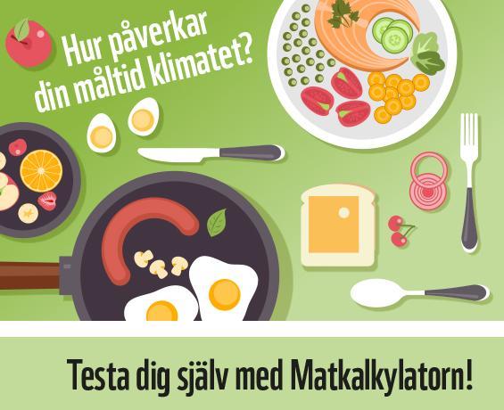 Matkalkylatorn 0,5 kg CO 2 per måltid (lunch eller middag).