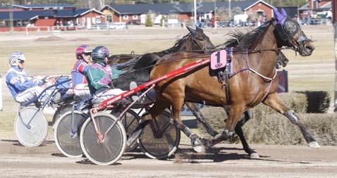 090418 Kajsa avslutade lunchen med seger Kajsa Frick fick vänta ända till sista loppet innan det blev seger. Då slog hon till med Shinda som tog karriärens andra seger.